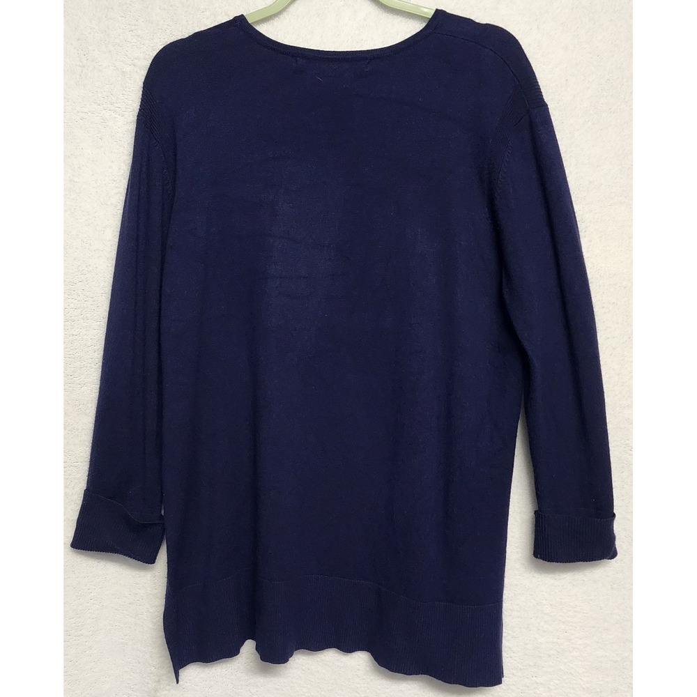 Gretchen Scott Sneek a Peek Knit Sweater Women's S Navy Stretch Minimalist Chic